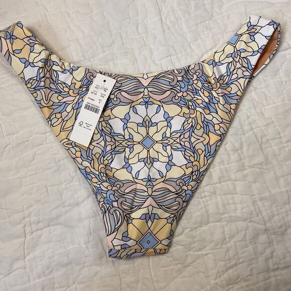 NWT J.Crew Active curved-waist cheeky bikini bottom in kaleidoscope print size S - Picture 7 of 9